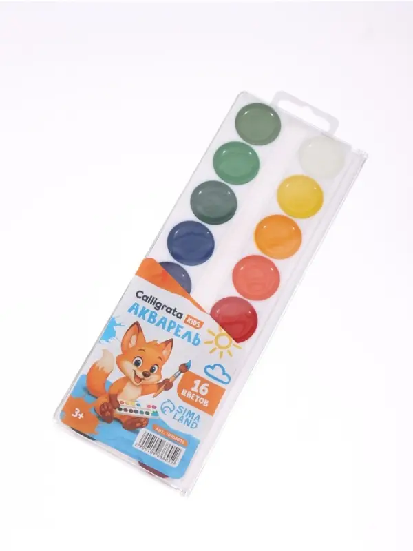 Акварель Calligrata kids 16 цветов, пластик