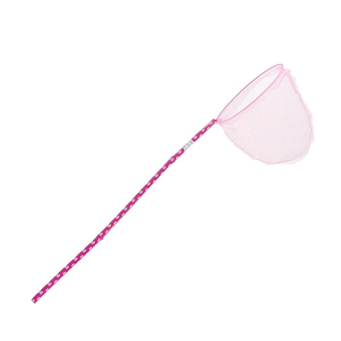 Сачок детский, бамбуковая ручка в горох 60 см, d=20 см, цвета МИКС Сачок детский, бамбуковая ручка в горох 60 см, d=20 см, цвета МИКС