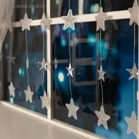 Гирлянда &laquo;Бахрома&raquo; 2.4&times;0.9 м с насадками &laquo;Звёздочки&raquo;, IP20, прозрачная нить, 186 LED, свечение мульти, 8 режимов, 220 В