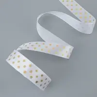 Лента атласная с тиснением &laquo;Горох&raquo;, 25 мм, 23&plusmn;1 м, белая №01