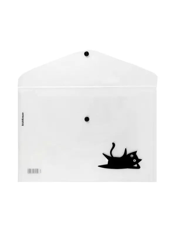 Папка-конверт А4, ErichKrause Clear Cat, на кнопке, МИКС