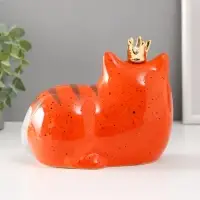 Копилка для денег &laquo;Спящая рыжая кошка в короне&raquo;, керамика, 16.2&times;10.3&times;12.6 см