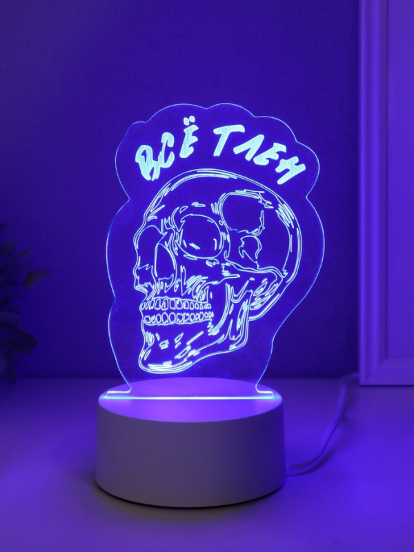 Светильник Светильник "Череп. Всё тлен" LED RGB от сети RISALUX 9,5х10,2х14,9 см