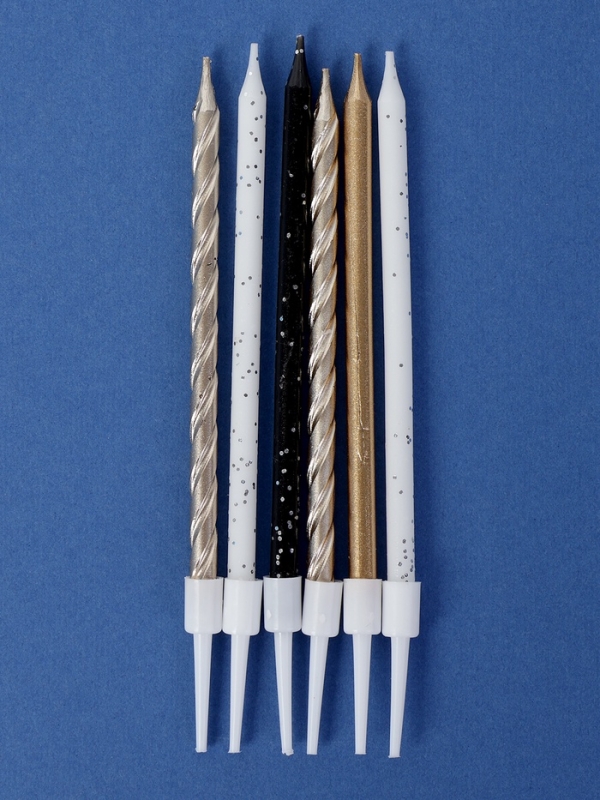 Свечи в торт Свечи в торт "Праздничное волшебство", 6 шт, белый, черный, розовое золото