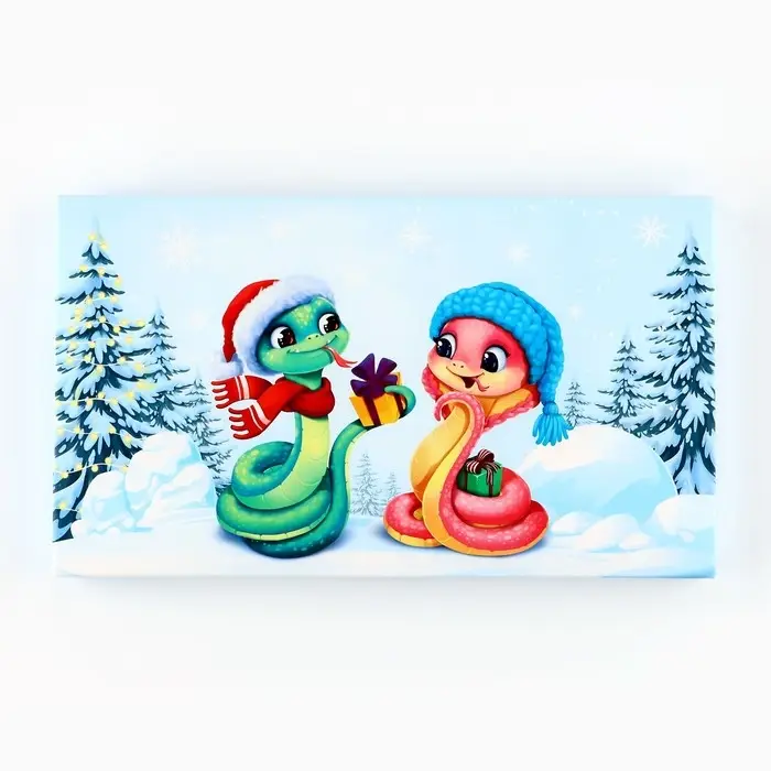 Коробка для шоколада с местом для денег «Весёлые змейки», 20 х 2 х 12 см Коробка для шоколада с местом для денег «Весёлые змейки», 20 х 2 х 12 см