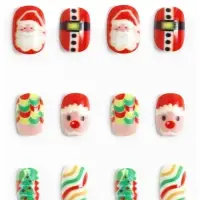 Детские накладные ногти на новый год &laquo;Дед мороз и ёлочка&raquo;, 12 шт.