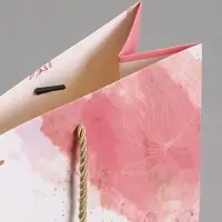 Пакет подарочный "Мрамор" , розовый , с бантиком , 32 х 25 х 11 см