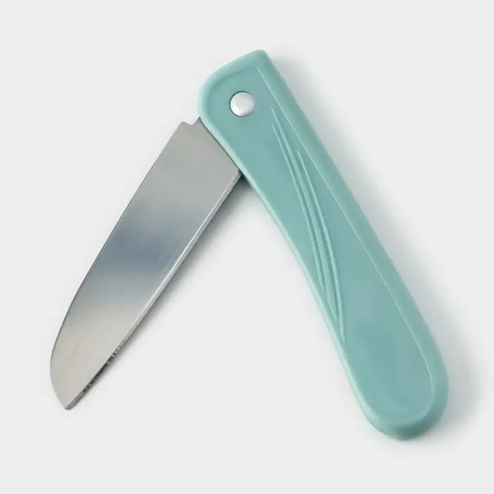 Нож для овощей кухонный складной, 17 см, голубой