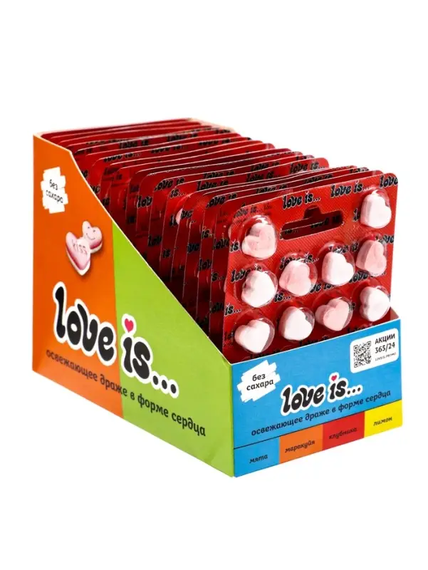 Освежающие конфеты Love is, со вкусом клубники в блистере, 10.8 г