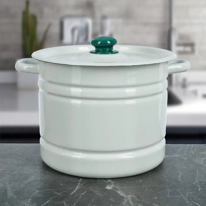 Мантоварка - позница, 9 л, 3 вставки, эмалированная, цилиндрическая, белая