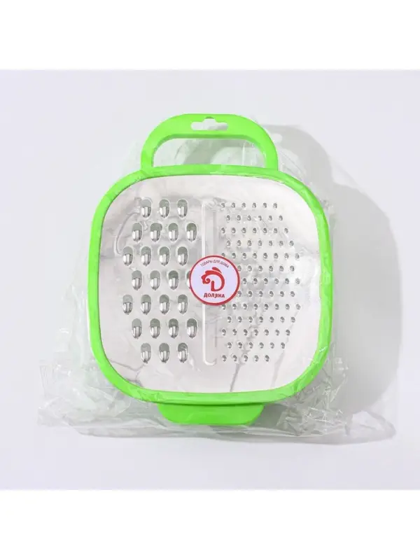 Тёрка с контейнером Доляна &laquo;Универсал&raquo;, 2 в 1, 19&times;14.5&times;3.5 см, зелёная