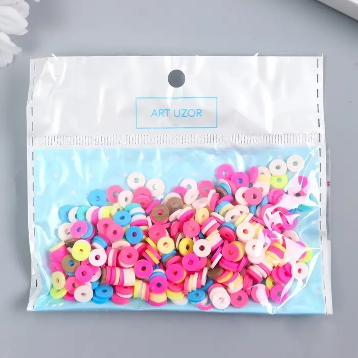 Бусины для творчества PVC "Колечки нежные цвета" набор &asymp; 330 шт 0,1х0,6х0,6 см