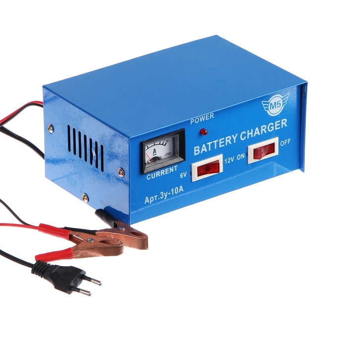 Зарядное устройство для АКБ М5 ЗУ10, 10 А, 6/12 , синее Зарядное устройство для АКБ М5 ЗУ10, 10 А, 6/12 , синее
