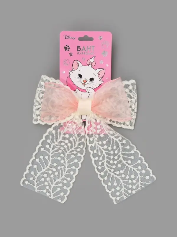 Бант для волос на заколке с вышивкой, Коты аристократы