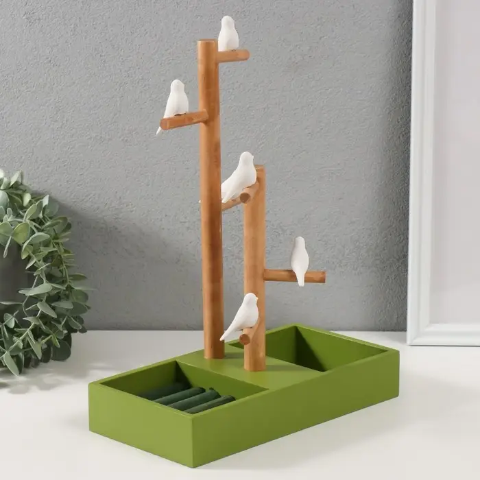 Подставка для украшений &laquo;Птички на дереве&raquo;, зелёный, 24&times;12&times;32 см