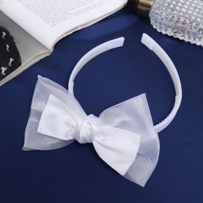 Ободок для волос  Ободок для волос "Школьница" бант классик, 11х1 см, белый