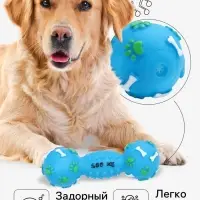 Игрушка для собак &laquo;Гантель 500 kg&raquo;, 17.5 см, пищащая, винил, голубая