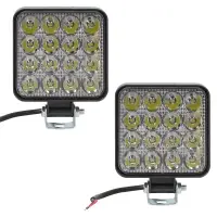 Фара светодиод. квадратн., 16LED, дальн. свет, 16Вт, 83х83х22мм, 12В, кмпл. 2шт., STANDARD