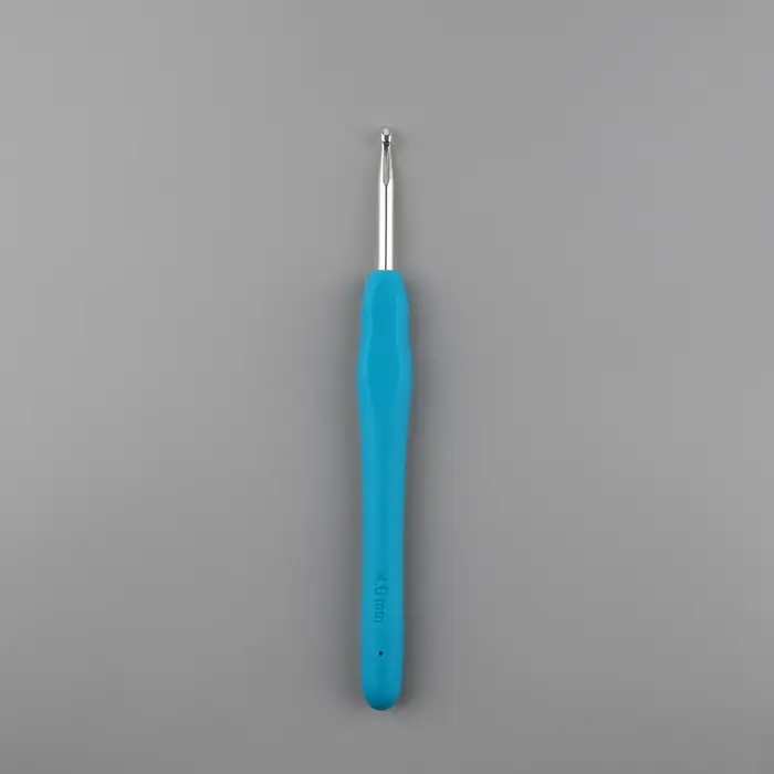 Крючок для вязания, с силиконовой ручкой, d=4 мм, 14 см, голубой Крючок для вязания, с силиконовой ручкой, d=4 мм, 14 см, голубой