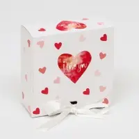 Подарочная коробка сборная с окном I LOVE YOU, 11.5×11.5×5 см