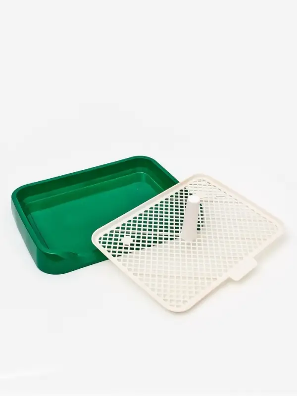 Туалет для собак, 46.5&times;36&times;5.5 см, со съёмной решеткой и столбиком, зелёный