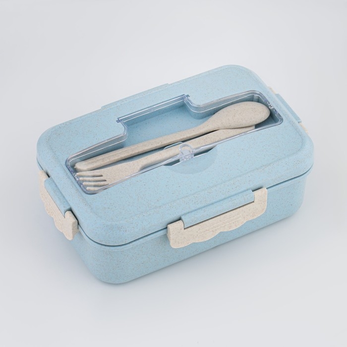 Ланч бокс, в школу, контейнер для еды, 800 мл, с приборами, 12 х 7.6 х 20 см, голубой Ланч бокс, в школу, контейнер для еды, 800 мл, с приборами, 12 х 7.6 х 20 см, голубой
