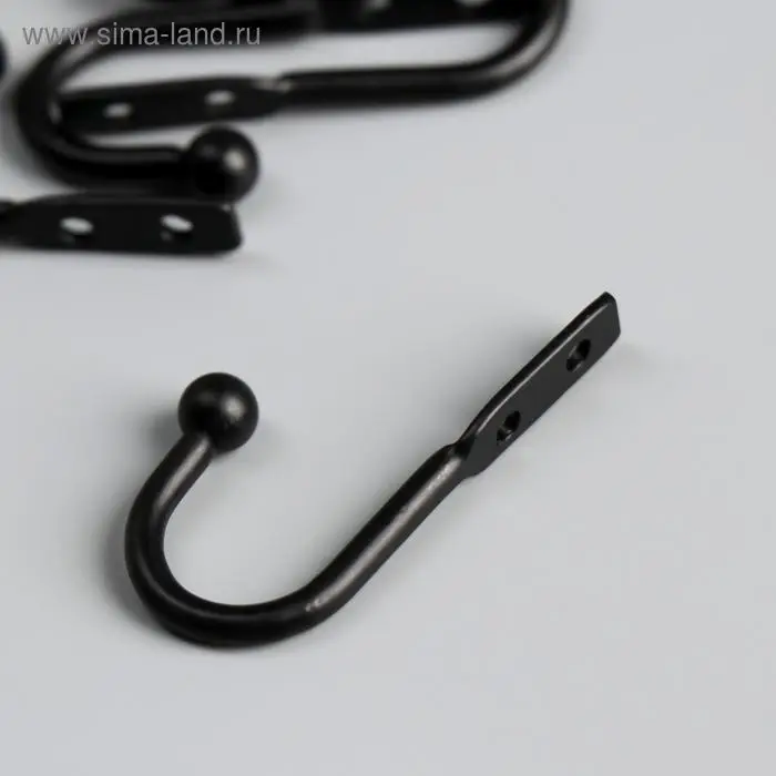 Крючок металл "С шариком" чёрный 4,9х2,5 см