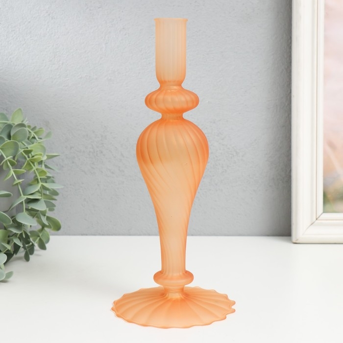 Подсвечник стекло на 1 свечу "Виток" прозрачный карамель 10,5х10,5х22 см