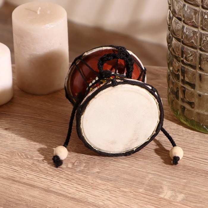 Сувенирный музыкальный инструмент Сувенирный музыкальный инструмент "Барабан Дамару" 9х9х9 см