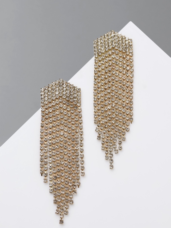 Серьги висячие со стразами «Водопад» мягкий ромб, цвет белый в серебре Серьги висячие со стразами «Водопад» мягкий ромб, цвет белый в серебре