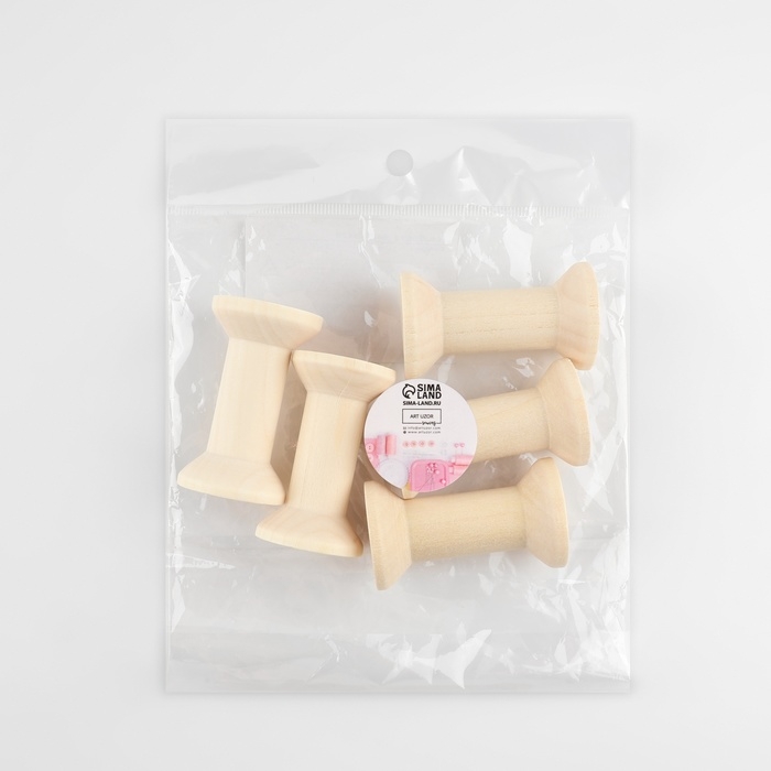 Набор деревянных катушек без покрытия, 5 шт, d = 3 × 5 см Набор деревянных катушек без покрытия, 5 шт, d = 3 × 5 см