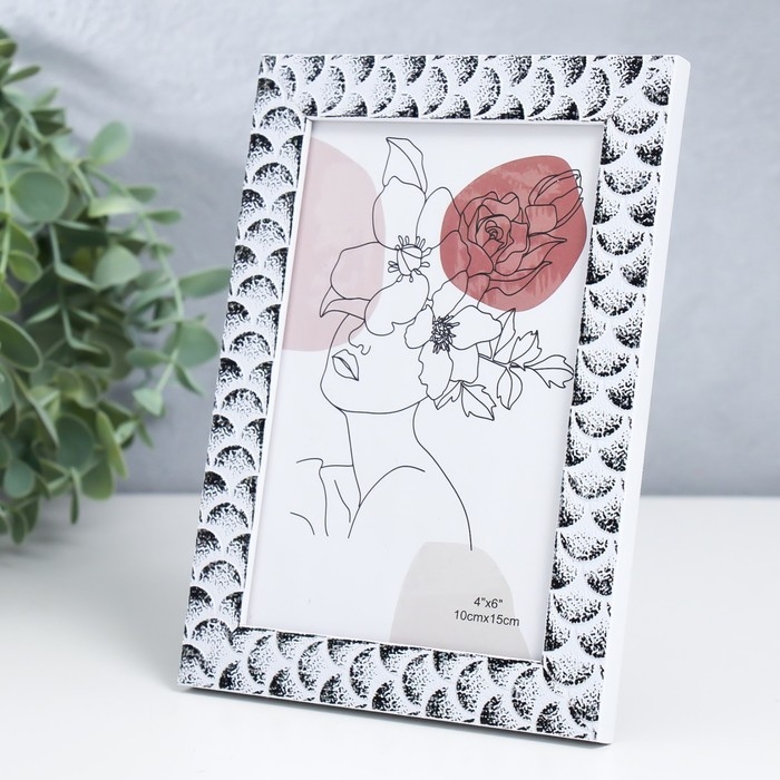 Фоторамка пластик 10х15 см Фоторамка пластик 10х15 см "Фазы Луны" белая с чёрным 17,5х12,3 см