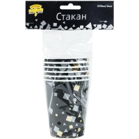 Стакан одноразовый Конфетти Party черный 250мл 6шт/уп,1502-5503