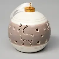 Ёлочный шар с подсветкой &laquo;Олень&raquo;, 10&times;8.8&times;8.8 см, 1 LED, керамика, от батареек LR44&times;3, керамика, свечение тёплое белое