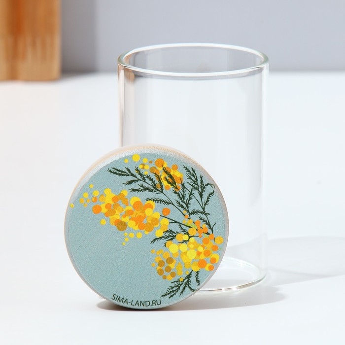 Банка для хранения сыпучих продуктов и круп &laquo;Нежная мимоза&raquo;, 100 мл