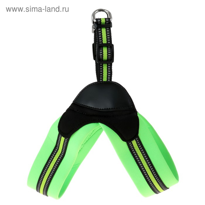 Шлейка супермягкая со светоотражающей прошивкой, обхват 62-69 см, зеленая Шлейка супермягкая со светоотражающей прошивкой, обхват 62-69 см, зеленая