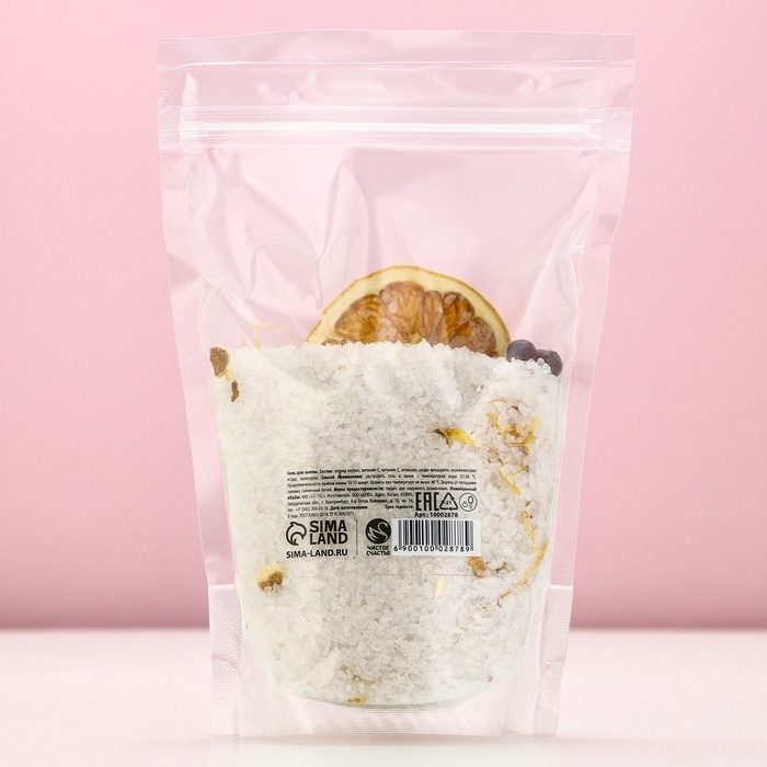 Соль для ванны с апельсином, цедрой мандарина, можжевеловой ягодой и календулой, 400 г, Новый Год Соль для ванны с апельсином, цедрой мандарина, можжевеловой ягодой и календулой, 400 г, Новый Год