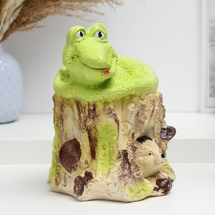 Фигура Фигура "Змея на пне" зеленое яблоко, 22х20см