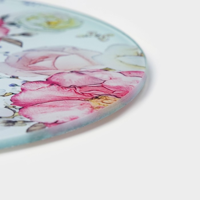 Доска разделочная стеклянная Доляна «Цветы», d=20 см Доска разделочная стеклянная Доляна «Цветы», d=20 см