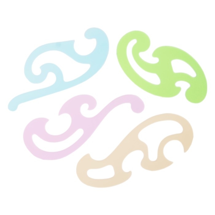 Набор лекал 4 штуки Calligrata, прозрачные, цветные, МИКС Набор лекал 4 штуки Calligrata, прозрачные, цветные, МИКС