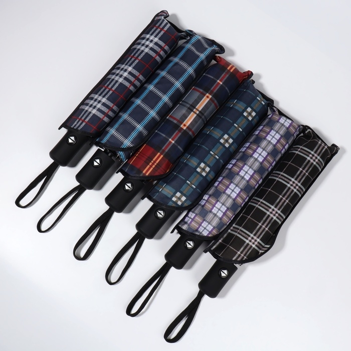 Зонт автоматический «Клетка», эпонж, 3 сложения, 8 спиц, R = 48/55 см, D = 110 см, цвет МИКС Зонт автоматический «Клетка», эпонж, 3 сложения, 8 спиц, R = 48/55 см, D = 110 см, цвет МИКС