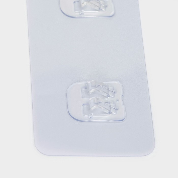 Крючок самоклеящийся, 2 шт, двойной, для прутьев, прозрачная основа, 14х6 см