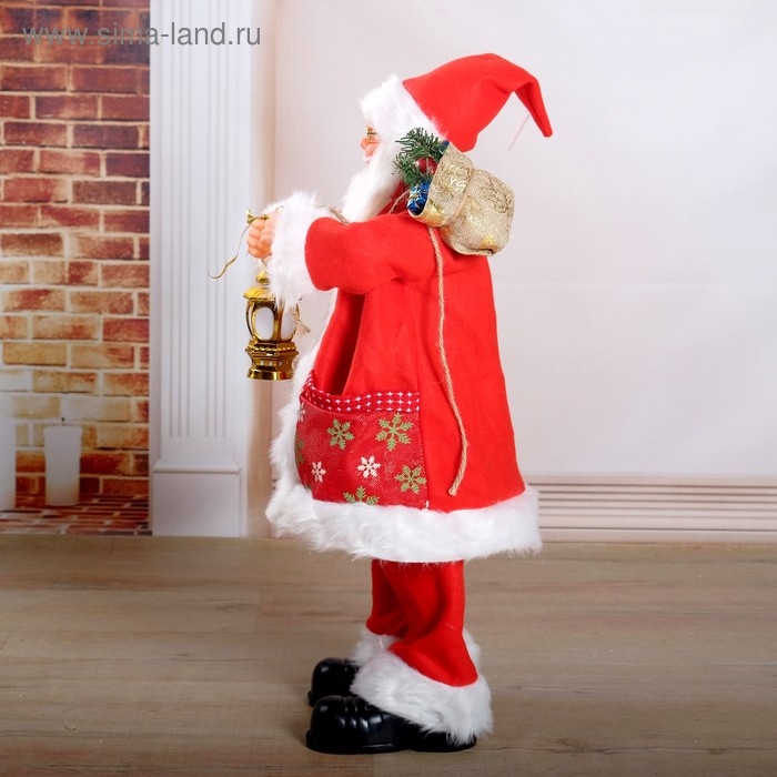 Дед Мороз  Дед Мороз "Красная шубка, в очках, с фонариком" двигается, с подсветкой, 70 см