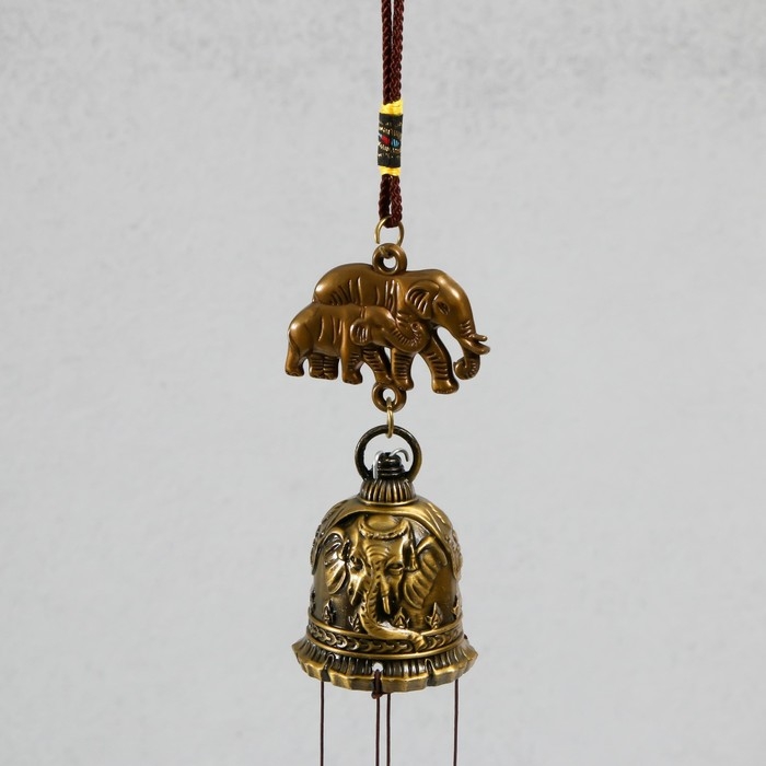 Музыка ветра металл Музыка ветра металл "Слоны и 6 цветных колокольчиков" 55х5х4,2 см