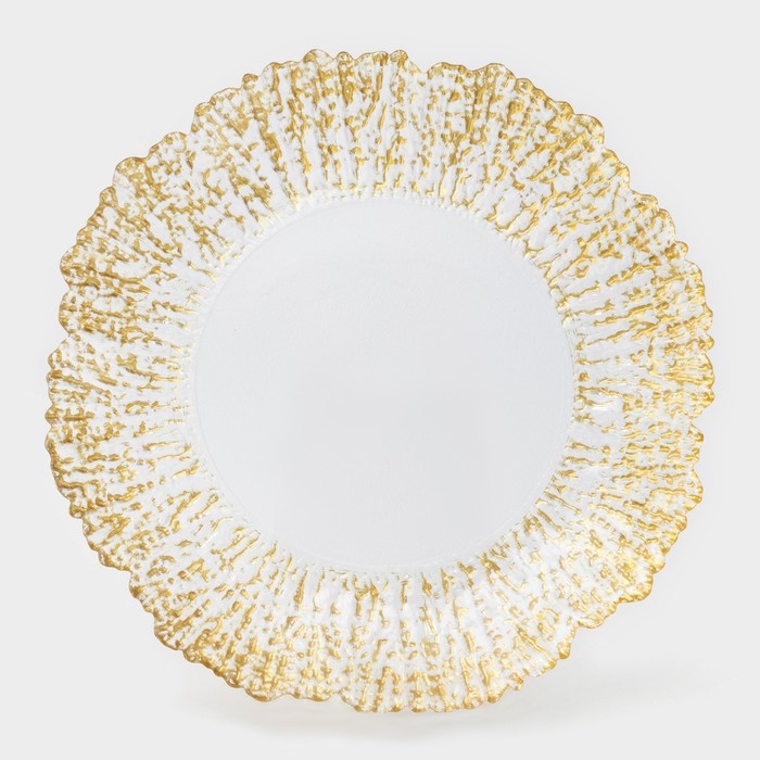 Тарелка стеклянная подстановочная &laquo;Сияние&raquo;, d=33 см, окантовка золото