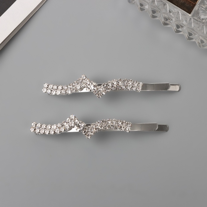 Невидимка для волос «Беат» (набор 2 шт) волна уголок, 6 см, серебро Невидимка для волос «Беат» (набор 2 шт) волна уголок, 6 см, серебро