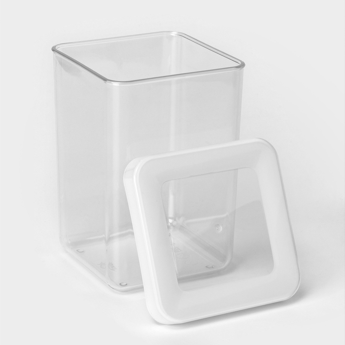 Контейнер для сыпучих продуктов «Степ», 1 л, 10×10×14 см, цвет белый