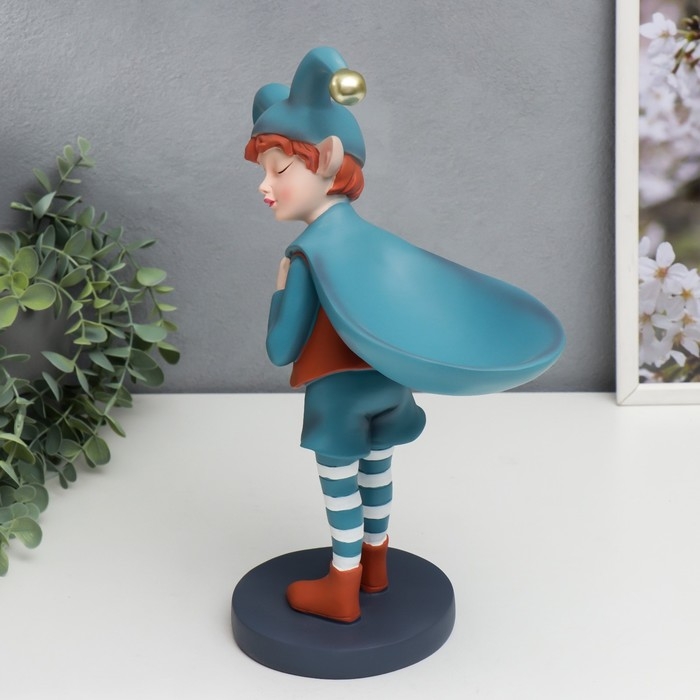 Сувенир полистоун подставка  Сувенир полистоун подставка "Малыш-скоморох с мешком" оранжево-голубой 33х12,5х25,5 см