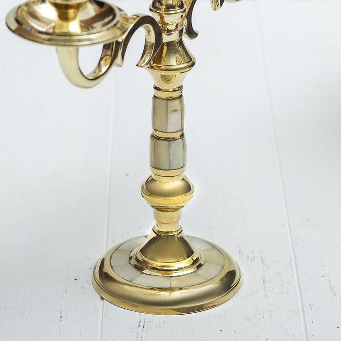 Подсвечник латунь на 5 свечей Подсвечник латунь на 5 свечей "Клим" с перламутром 22,5х22,5х23 см