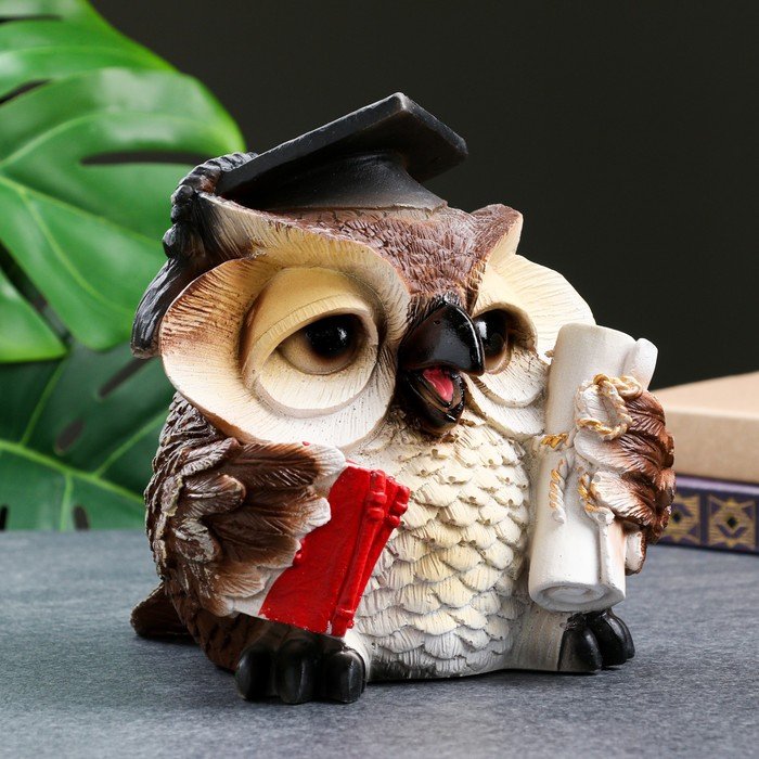 Фигура  Фигура "Сова ученая" коричневая, 18х17х19см